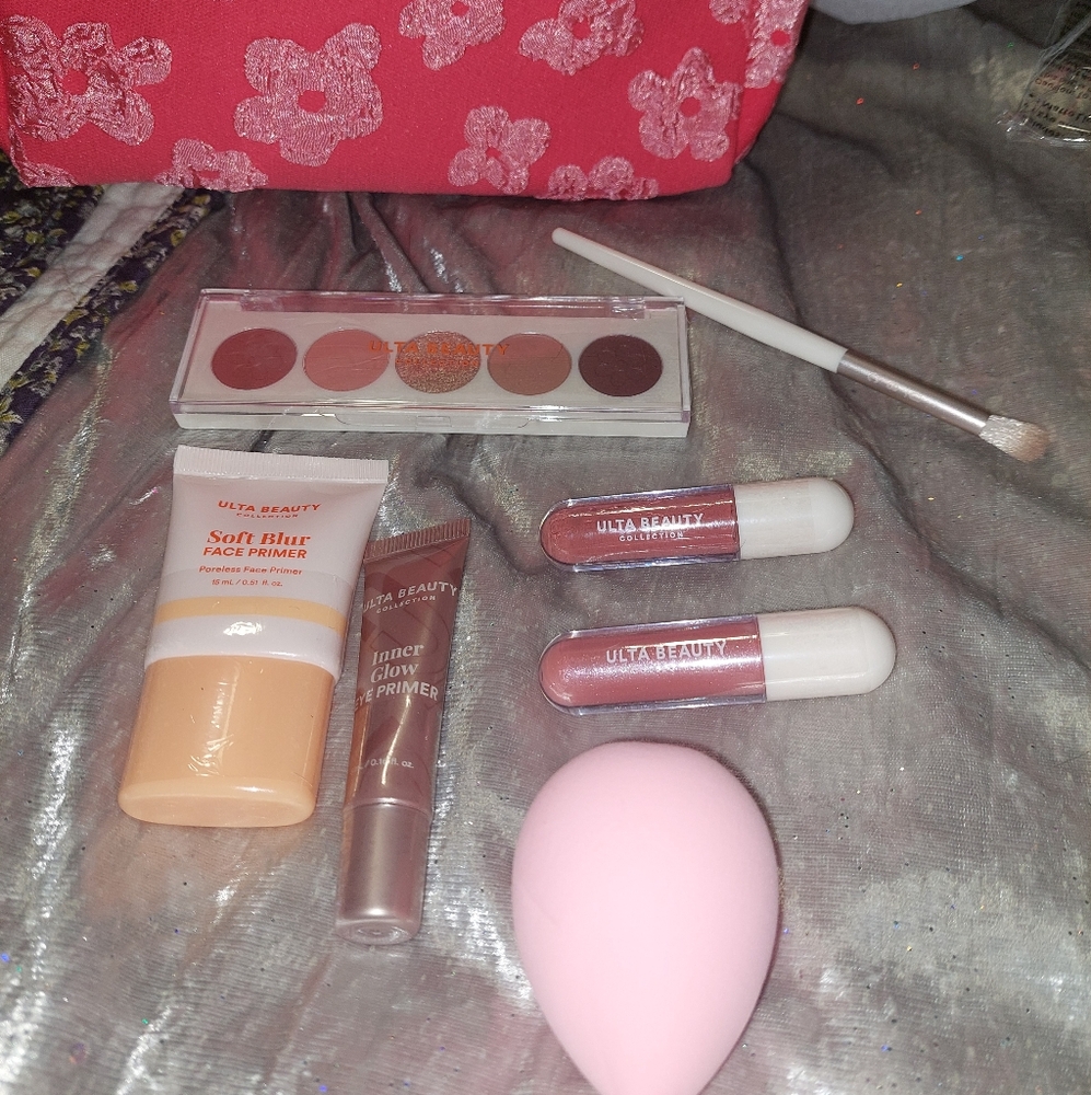 Ulta Make-up.Bling and Brown's Eyeshadow Palette Lip Stick Gloss Sponge Ect.